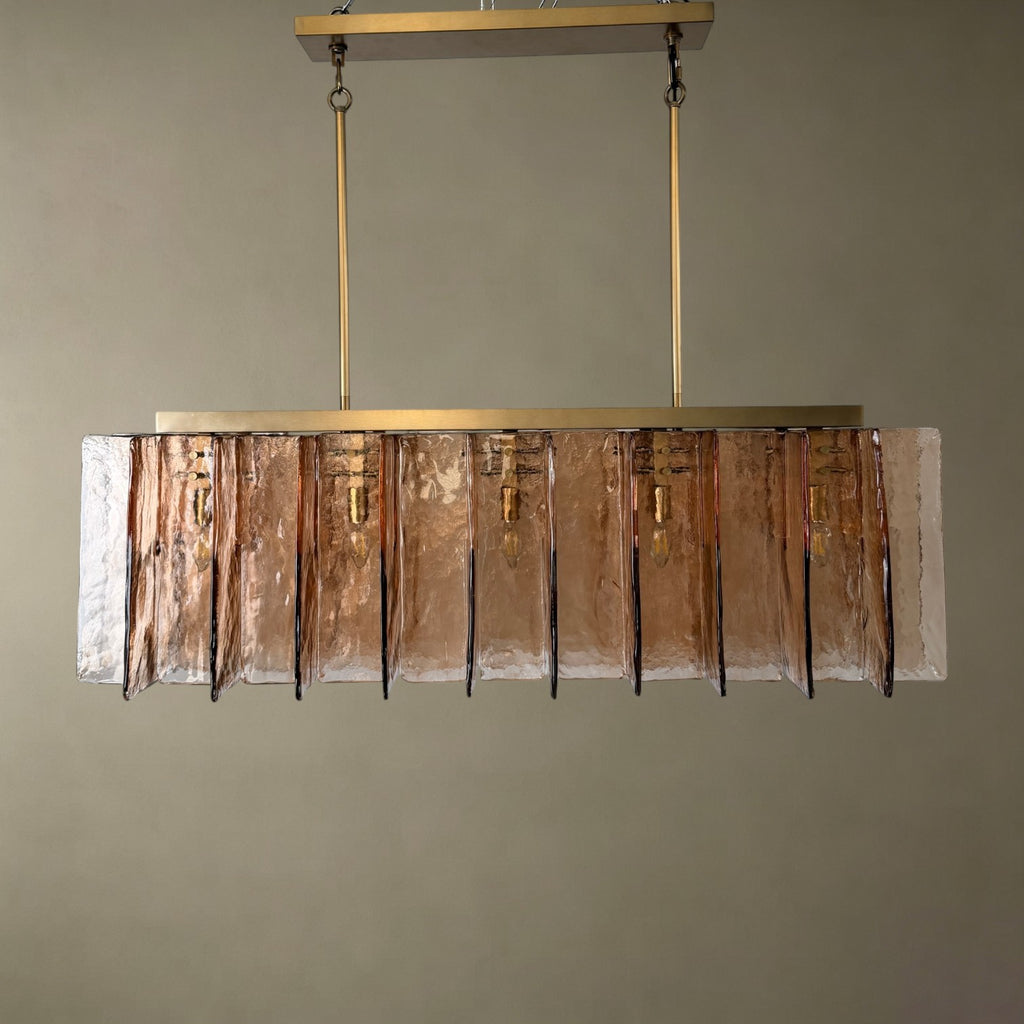 Smoked Textured Glass Strip Chandelier