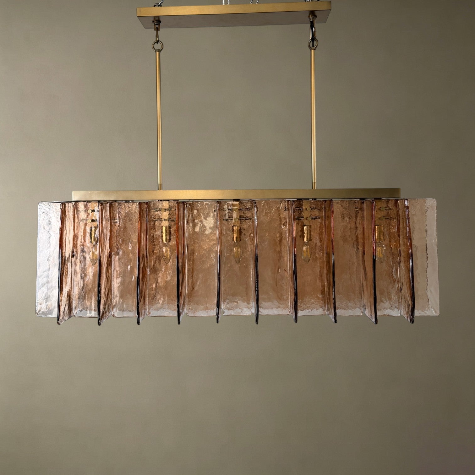 Smoked Textured Glass Strip Chandelier