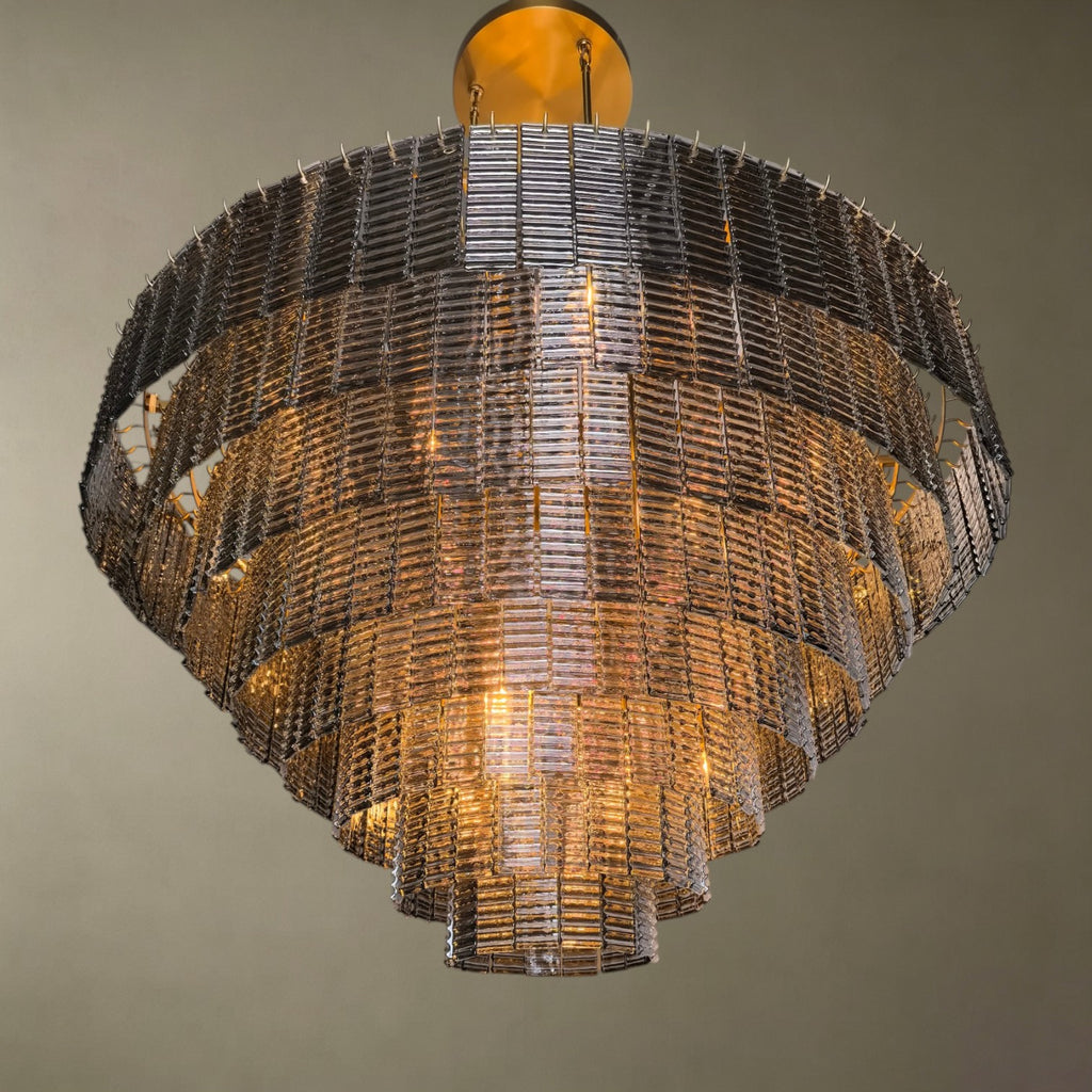 Smoked Glass Stacked Chandelier
