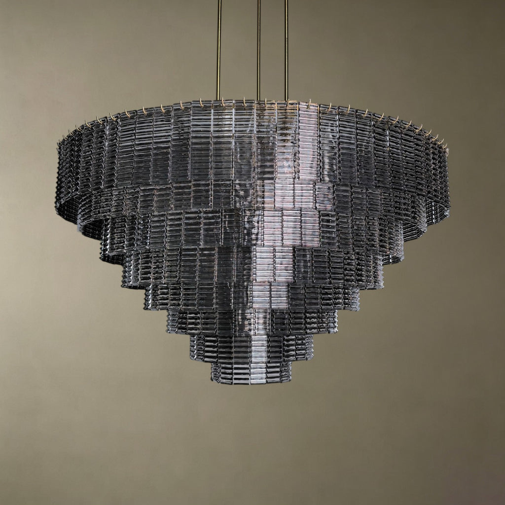 Smoked Glass Stacked Chandelier