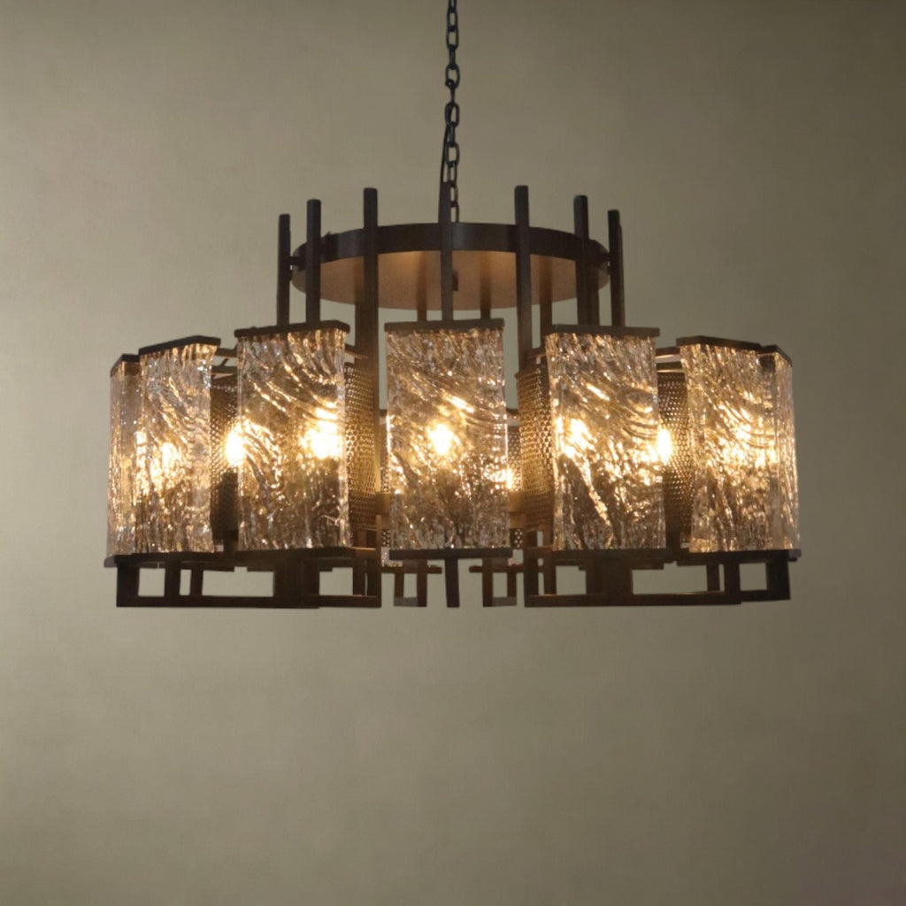 Crystal Textured Circular Chandelier
