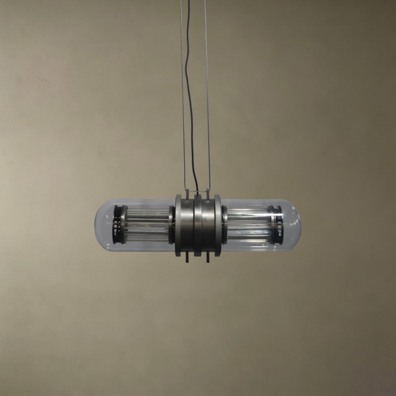 Glass Cylindrical Strip Chandelier