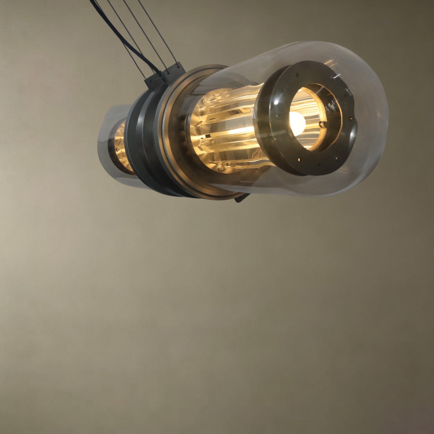 Glass Cylindrical Strip Chandelier